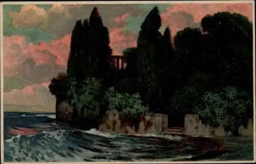 Künstler Ak Rüdisühli, E., Stürmisches Meer, Bäume