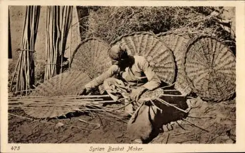 Ak Syrien, Korbmacher, Asiatische Tracht
