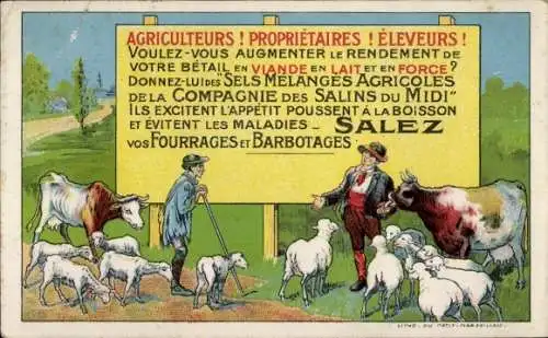 CPA Reklame, Sels Melanges Agricoles de la Compagnie des Salins du Midi, Salez