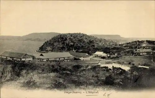 Ak Diego Suarez Antsiranana Madagaskar, Panorama von Diego-Suarez, L'Hôpital, Küstenansicht