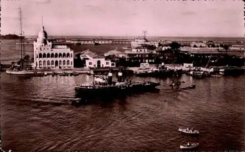 Ak Port Said Ägypten, Hafenansicht, Gebäude, Schiffe, Kanal, Suez