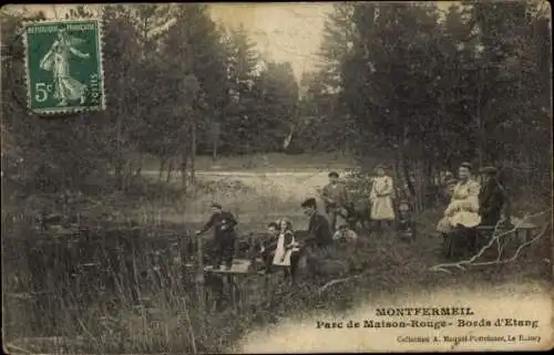 Ak Montfermeil Coudreaux Seine Saint Denis, Menschen am Gewässer, idyllische Parklandschaft, Ange