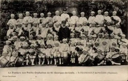 CPA Saint Fraimbault de Prières Mayenne, Fanfare des Petits Orphelins de Saint Georges de Lisle