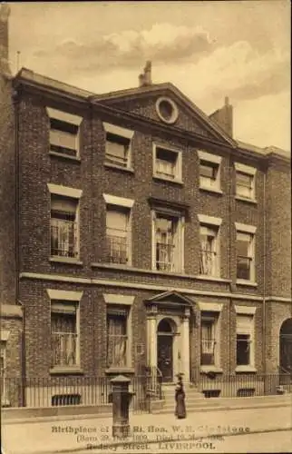 Ak Liverpool Merseyside England, Geburtsort von W. E. Gladstone, Rodney Street,  Gebäude