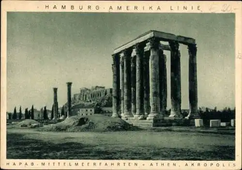 Ak Athen Griechenland, Hamburg-Amerika Linie, HAPAG Mittelmeerfahrten, Akropolis, Monumente