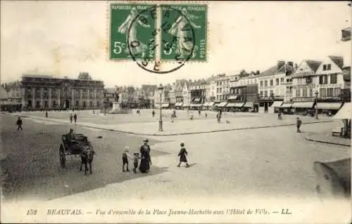 Ak Beauvais Oise, Platz Jeanne-Hachette, Hôtel de Ville, alte Architektur,  Ansichten.