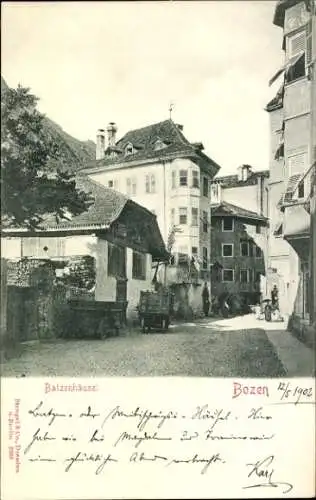 Ak Bozen Bolzano Südtirol, Batzenhäusel,  Architektur, Straßenansicht, 1902