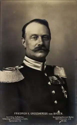 Ak Friedrich II. Großherzog von Baden, Portrait in Uniform