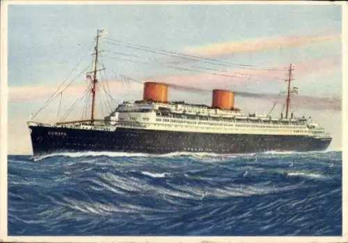 Künstler Ak Vierschrauben Turbinenschnelldampfer Europa, Norddeutscher Lloyd Bremen