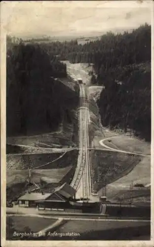 Ak Oberweißbach im Weißbachtal Thüringen, Bergbahn, Anfangsstation, Landschaft, Eisenbahngleise, 