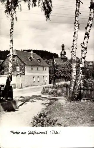 Ak Gräfenwarth Schleiz im Vogtland Thüringen, Motiv aus Grafenwarth, Häuser, Kirchturm, Straßenan