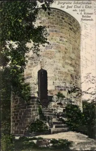 Ak Bad Thal Ruhla in Thüringen, Burgruine Scharfenstein