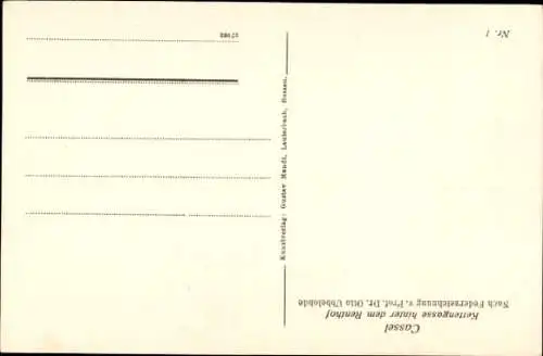 Ak Kassel in Hessen, Zeichnung einer Gasse, Kirchengebäude sichtbar,  Architektur