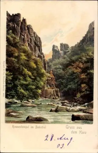 Ak Thale im Harz, Bodetal, Kronentempel