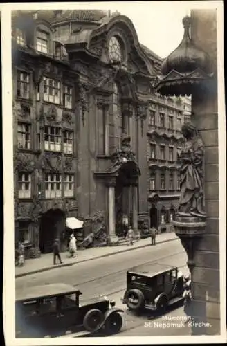Ak München, St. Nepomuk Kirche, Fahrzeuge