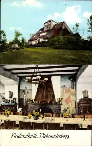 Ak Dieksanderkoog Friedrichskoog in Dithmarschen, Gasthaus Neulandhalle, Innenansicht