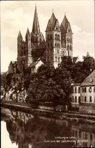 Ak Limburg a.d. Lahn, Dom von der Lahnbrücke aus gesehen