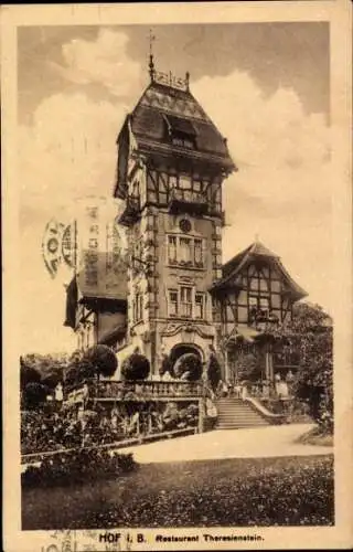 Ak Hof in Bayern, Restaurant Theresienstein, Turm