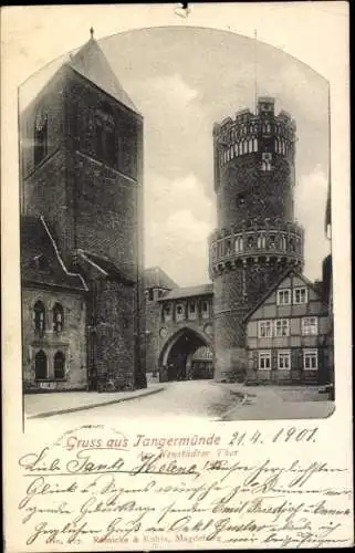 Ak Tangermünde an der Elbe, Am Neustädter Tor