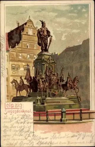 Ak Leipzig, Siegesdenkmal, Reiterstandbild,  Darstellung, Monument
