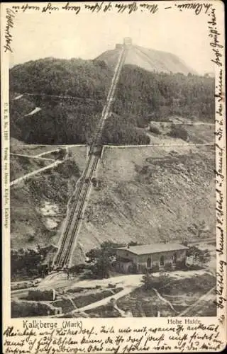 Ak Kalkberge Rüdersdorf in der Mark, Blick auf Kalkberge, Hohe Halde, Gebäude im Vordergrund, Lan