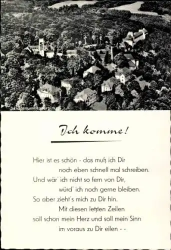 Ak Roderbirken Leichlingen im Rheinland, Sanatorium Roderbirken, Luftbild