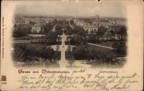 Ak Wilhelmshaven an der Nordsee, Panoramablick, Adalbertstraße, Gruss aus Wilhelmshaven