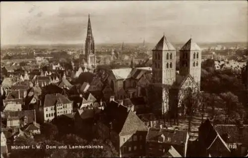 Ak Münster in Westfalen, Gesamtansicht, Dom, Lambertikirche