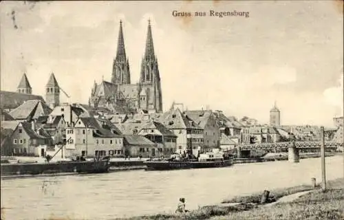 Ak Regensburg an der Donau Oberpfalz, Teilansicht