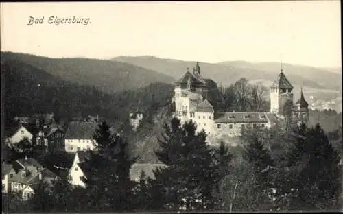 Ak Elgersburg in Thüringen, Schloss, Häuser, Wald, Berge, r Stil
