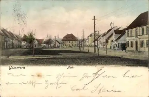 Ak Gommern Sachsen Anhalt, Marktplatz