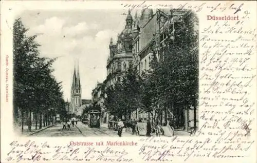 Ak Düsseldorf am Rhein, Oststraße mit Marienkirche