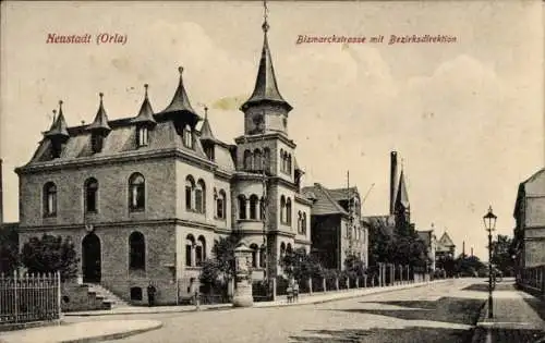 Ak Neustadt an der Orla, Bismarckstraße, Bezirksdirektion