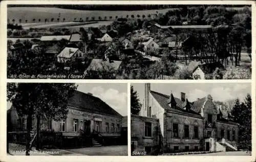 Ak Alt Golm Rietz Neuendorf in der Mark, Gesamtansicht, Gasthof P. Lahmann, Schloss