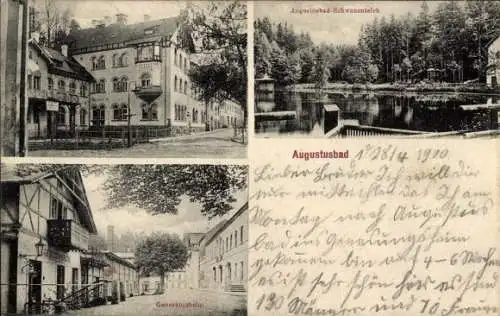 Ak Augustusbad Radeberg in Sachsen, Genesungsheim, Schwanenteich