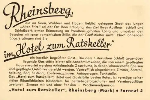 Klapp Ak 3 -fach Rheinsberg in der Mark, Hotel zum Ratskeller