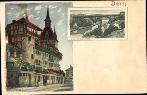 Künstler Litho Dussault, K., Bern Stadt Schweiz, Kirchenfeldbrücke