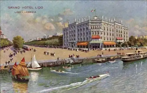 Künstler Ak Lido di Venezia Veneto, Grandhotel Lido