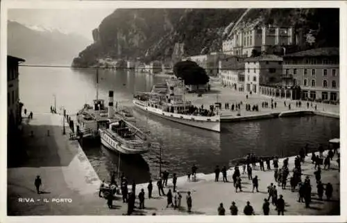 Ak Riva del Garda Trentino, Hafen, Dampfer