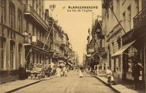 Ak Blankenberghe Blankenberge Westflandern, Kirchstraße, Geschäfte