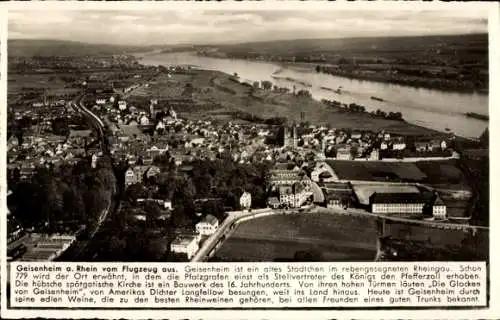 Ak Geisenheim am Rhein Hessen, Luftaufnahme von  Rheingau, alte Kirche, Weinbau