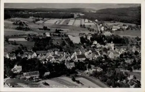 Ak Wüstenrot in Württemberg, Luftaufnahme,  ländliche Landschaft, Häuser, Felder
