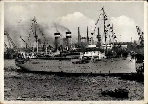 Ak Dampfer Oceana, Hamburg Amerika Linie, im Hafen