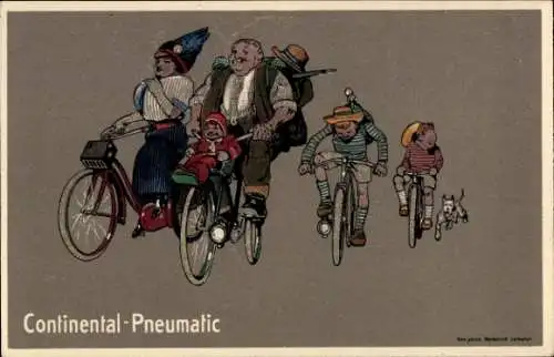 Ak Menschen fahren Rad, Werbung, Continental-Pneumatic
