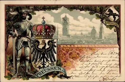 Wappen Künstler Litho Roick, Berlin, Ritter, Preußen