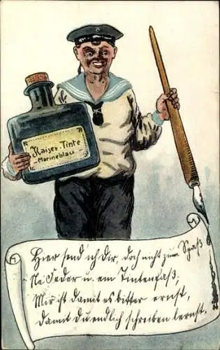 Ak Kaiser-Tinte Marineblau, Marinesoldat, Füller
