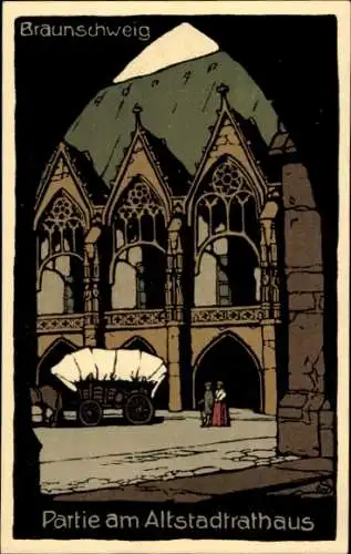 Steindruck Ak Braunschweig in Niedersachsen, Altstadtrathaus