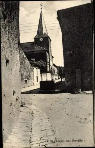 Ak St Julien bei Onville Meurthe et Moselle, Straßenpartie, Kirche