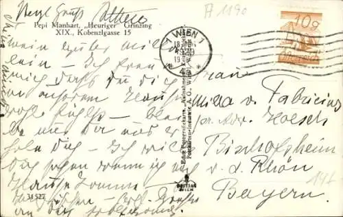 Ak Wien 19 Döbling Grinzing, Kobenzlgasse 15