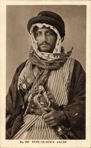 Ak Syrien, Araber in Tracht, Porträt